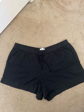 WOMEN Abercrombie & Fitch Black Drawstring LINEN Shorts with pocket